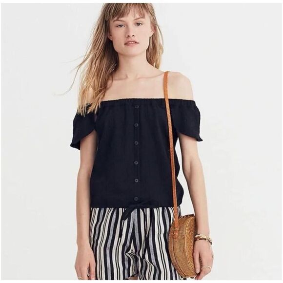 Madewell Texture & Thread Black Off the Shoulder Top Women’s Small - Picture 1 of 9